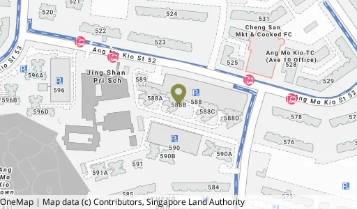 Location map of Blk 588B Ang Mo Kio St 52, a HDB resale block in Ang Mo Kio, Singapore