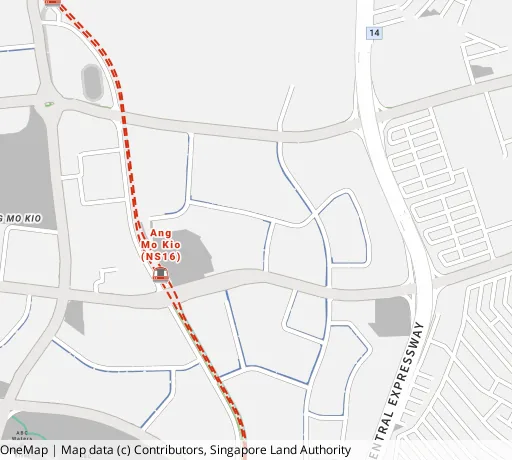Map of the area around Blk 588C Ang Mo Kio St 52 in Ang Mo Kio, showing 400 m and 1 km rings and 2 primary schools within 1 km