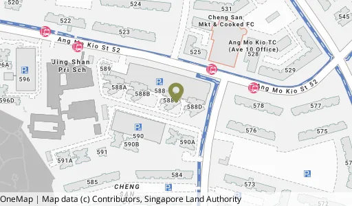 Location map of Blk 588C Ang Mo Kio St 52, a HDB resale block in Ang Mo Kio, Singapore