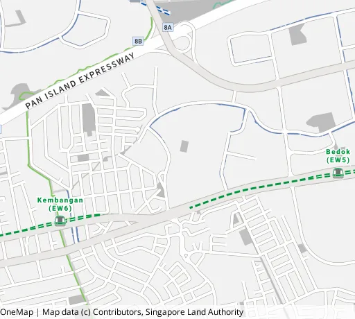 Map of the area around Blk 59 Chai Chee Rd in Bedok, showing 400 m and 1 km rings and 2 primary schools within 1 km