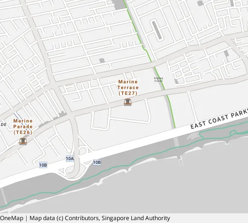 Map of the area around Blk 59 Marine Ter in Marine Parade, showing 400 m and 1 km rings and 3 primary schools within 1 km