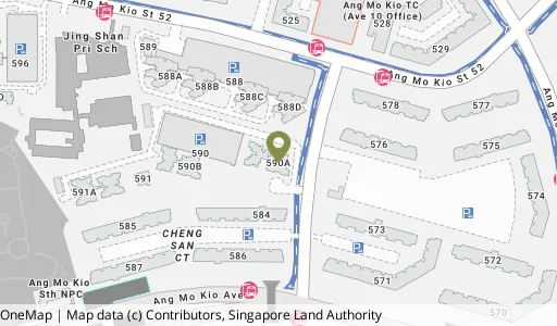 Location map of Blk 590A Ang Mo Kio St 51, a HDB resale block in Ang Mo Kio, Singapore