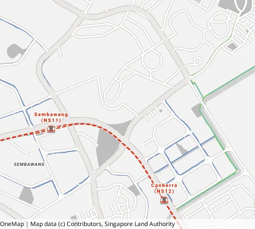 Map of the area around Blk 590A Montreal Link in Sembawang, showing 400 m and 1 km rings and 2 primary schools within 1 km