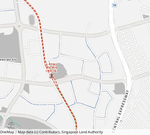 Map of the area around Blk 590B Ang Mo Kio St 51 in Ang Mo Kio, showing 400 m and 1 km rings and 2 primary schools within 1 km