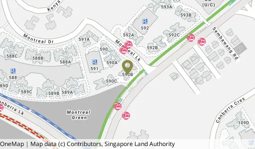 Location map of Blk 590B Montreal Link, a HDB resale block in Sembawang, Singapore