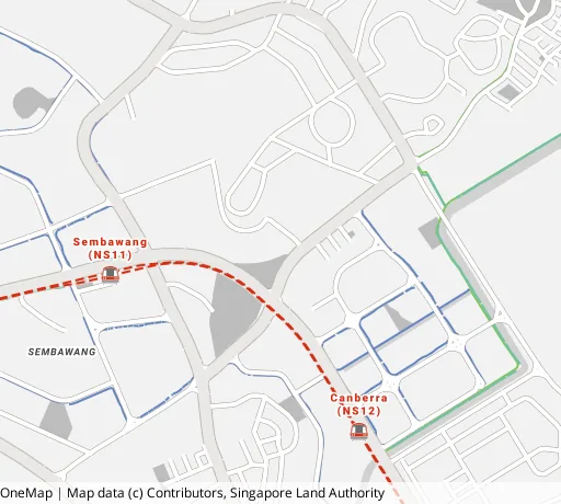 Map of the area around Blk 590C Montreal Link in Sembawang, showing 400 m and 1 km rings and 2 primary schools within 1 km
