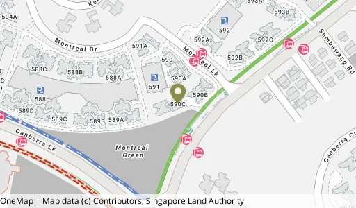Location map of Blk 590C Montreal Link, a HDB resale block in Sembawang, Singapore