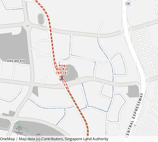 Map of the area around Blk 591A Ang Mo Kio St 51 in Ang Mo Kio, showing 400 m and 1 km rings and 2 primary schools within 1 km