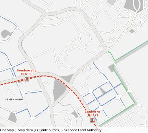 Map of the area around Blk 592A Montreal Link in Sembawang, showing 400 m and 1 km rings and 2 primary schools within 1 km