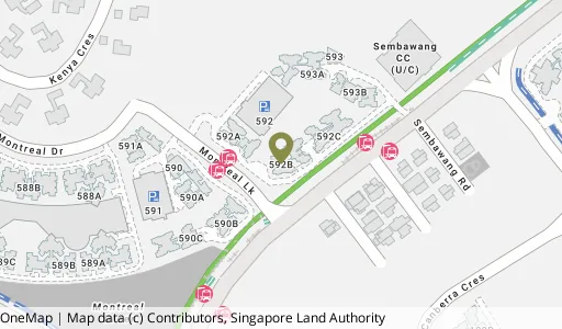 Location map of Blk 592B Montreal Link, a HDB resale block in Sembawang, Singapore
