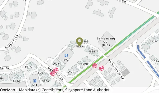 Location map of Blk 593A Montreal Link, a HDB resale block in Sembawang, Singapore