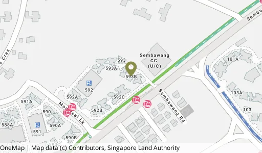 Location map of Blk 593B Montreal Link, a HDB resale block in Sembawang, Singapore