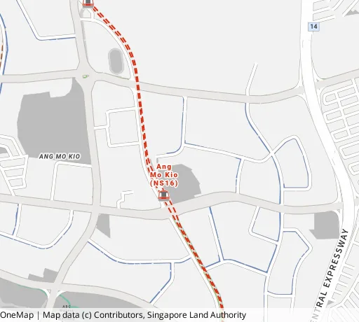 Map of the area around Blk 596B Ang Mo Kio St 52 in Ang Mo Kio, showing 400 m and 1 km rings and 3 primary schools within 1 km