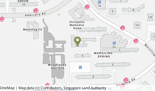 Location map of Blk 5A Marsiling Dr, a HDB resale block in Woodlands, Singapore