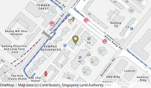 Location map of Blk 6 Boon Keng Rd, a HDB resale block in Kallang/Whampoa, Singapore