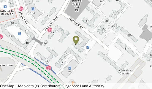 Location map of Blk 6 Holland Cl, a HDB resale block in Queenstown, Singapore