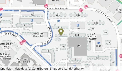 Location map of Blk 6 Lor 7 Toa Payoh, a HDB resale block in Toa Payoh, Singapore