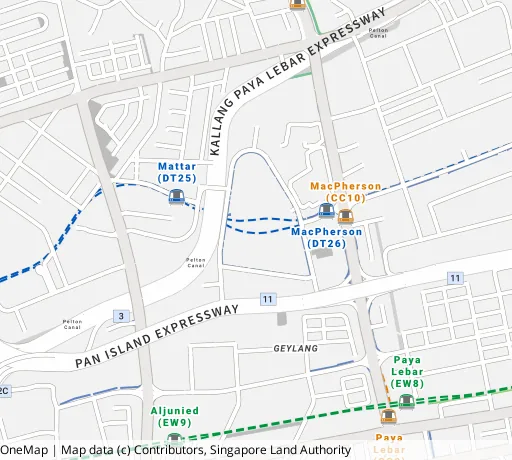 Map of the area around Blk 60 Circuit Rd in Geylang, showing 400 m and 1 km rings and 2 primary schools within 1 km