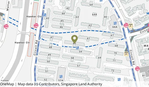 Location map of Blk 60 Circuit Rd, a HDB resale block in Geylang, Singapore