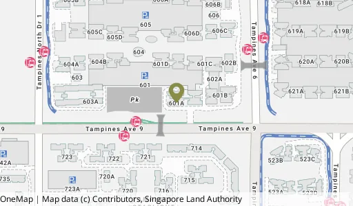 Location map of Blk 601A Tampines Ave 9, a HDB resale block in Tampines, Singapore