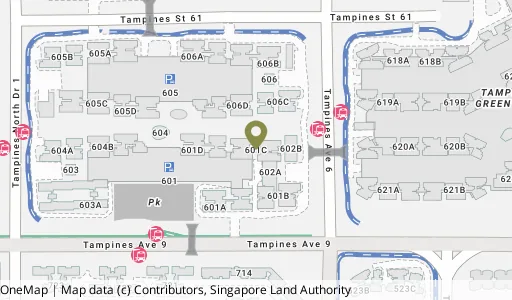 Location map of Blk 601C Tampines Ave 9, a HDB resale block in Tampines, Singapore