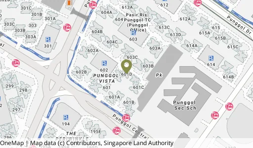 Location map of Blk 601D Punggol Ctrl, a HDB resale block in Punggol, Singapore