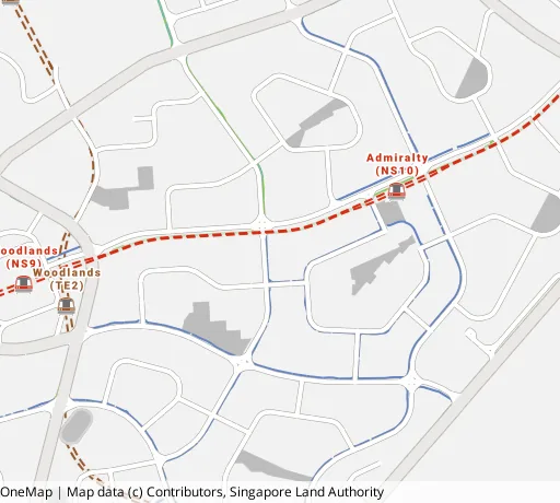 Map of the area around Blk 602 Woodlands Dr 42 in Woodlands, showing 400 m and 1 km rings and 7 primary schools within 1 km