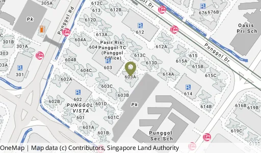 Location map of Blk 603A Punggol Rd, a HDB resale block in Punggol, Singapore