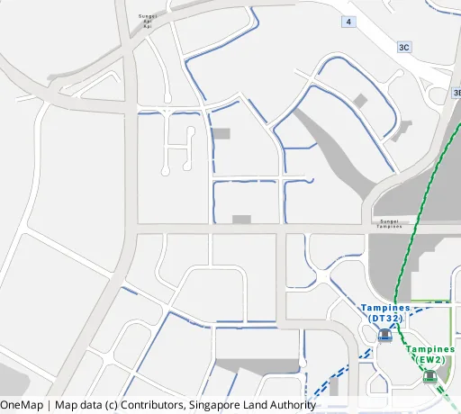 Map of the area around Blk 604B Tampines Ave 9 in Tampines, showing 400 m and 1 km rings and 2 primary schools within 1 km