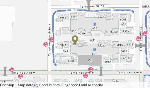 Location map of Blk 604B Tampines Ave 9, a HDB resale block in Tampines, Singapore