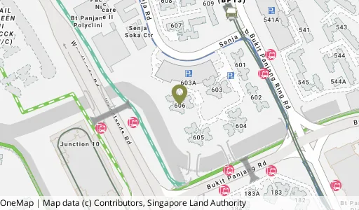 Location map of Blk 606 Senja Rd, a HDB resale block in Bukit Panjang, Singapore
