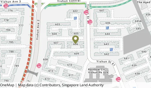 Location map of Blk 606 Yishun St 61, a HDB resale block in Yishun, Singapore
