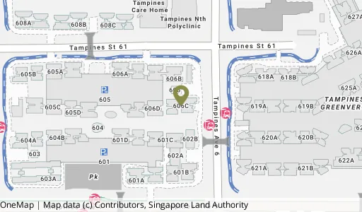 Location map of Blk 606C Tampines St 61, a HDB resale block in Tampines, Singapore