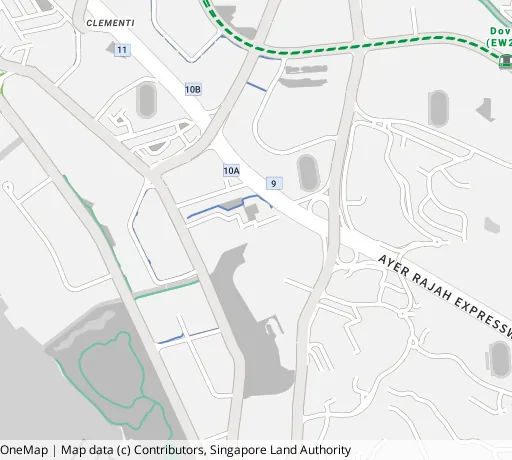 Map of the area around Blk 607 Clementi West St 1 in Clementi, showing 400 m and 1 km rings and 1 hawker centre within 1 km