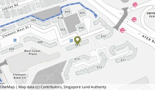 Location map of Blk 607 Clementi West St 1, a HDB resale block in Clementi, Singapore