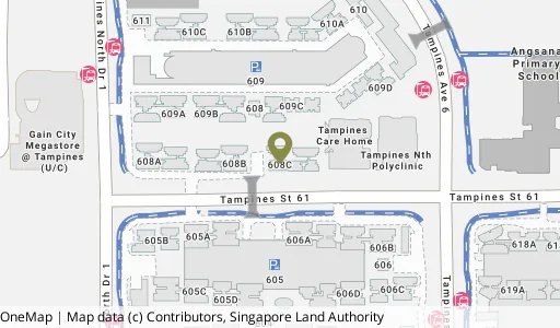 Location map of Blk 608C Tampines Nth Dr 1, a HDB resale block in Tampines, Singapore