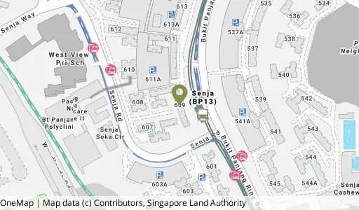 Location map of Blk 609 Bt Panjang Ring Rd, a HDB resale block in Bukit Panjang, Singapore