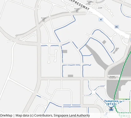 Map of the area around Blk 609A Tampines Nth Dr 1 in Tampines, showing 400 m and 1 km rings and 2 primary schools within 1 km