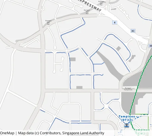 Map of the area around Blk 609B Tampines Nth Dr 1 in Tampines, showing 400 m and 1 km rings and 2 primary schools within 1 km