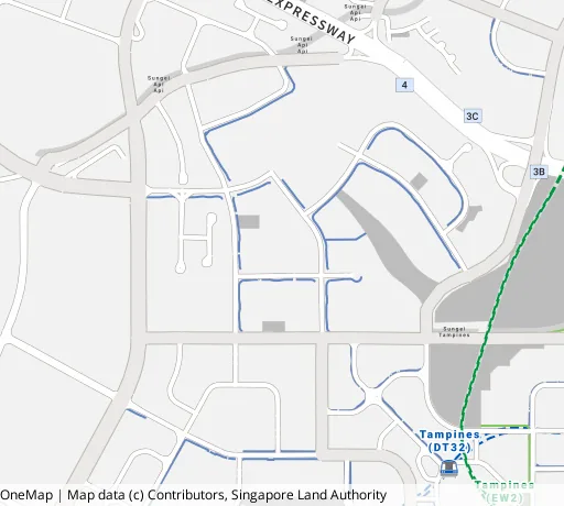 Map of the area around Blk 609C Tampines Nth Dr 1 in Tampines, showing 400 m and 1 km rings and 2 primary schools within 1 km