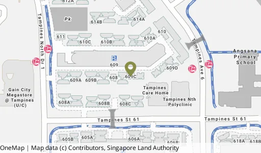 Location map of Blk 609C Tampines Nth Dr 1, a HDB resale block in Tampines, Singapore