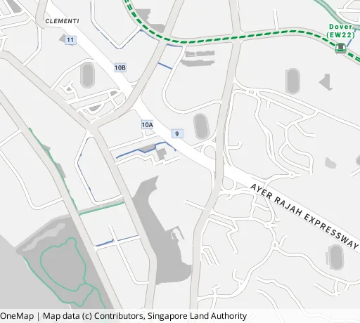 Map of the area around Blk 610 Clementi West St 1 in Clementi, showing 400 m and 1 km rings and 1 hawker centre within 1 km