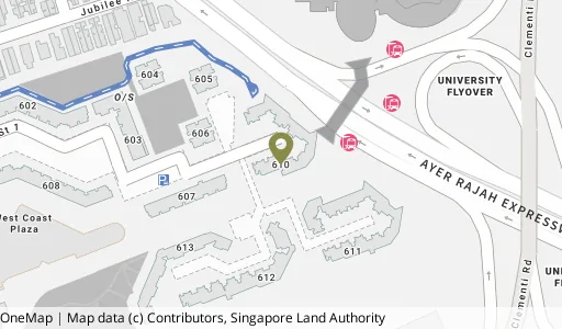 Location map of Blk 610 Clementi West St 1, a HDB resale block in Clementi, Singapore