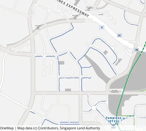 Map of the area around Blk 610A Tampines Nth Dr 1 in Tampines, showing 400 m and 1 km rings and 2 primary schools within 1 km