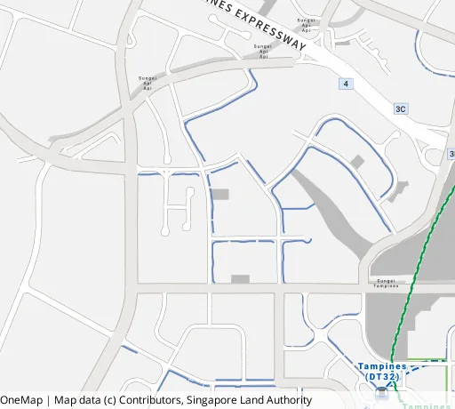 Map of the area around Blk 610C Tampines Nth Dr 1 in Tampines, showing 400 m and 1 km rings and 2 primary schools within 1 km