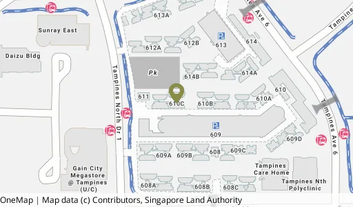 Location map of Blk 610C Tampines Nth Dr 1, a HDB resale block in Tampines, Singapore