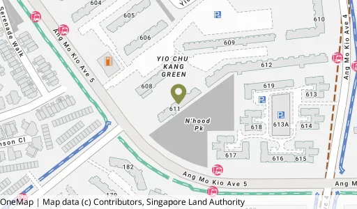 Location map of Blk 611 Ang Mo Kio Ave 5, a HDB resale block in Ang Mo Kio, Singapore