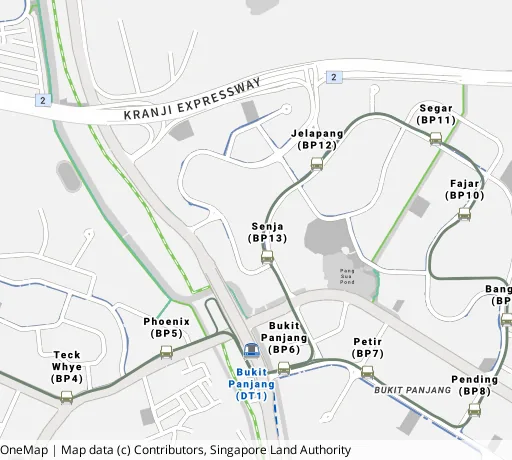 Map of the area around Blk 611 Bt Panjang Ring Rd in Bukit Panjang, showing 400 m and 1 km rings and 5 primary schools within 1 km