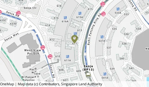 Location map of Blk 611 Bt Panjang Ring Rd, a HDB resale block in Bukit Panjang, Singapore