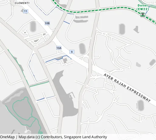 Map of the area around Blk 611 Clementi West St 1 in Clementi, showing 400 m and 1 km rings and 1 hawker centre within 1 km